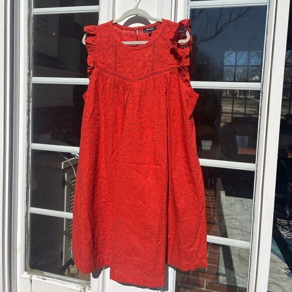 Madewell Eyelet Ruffle Sleeve Mini Dress NWT - Picture 3 of 12